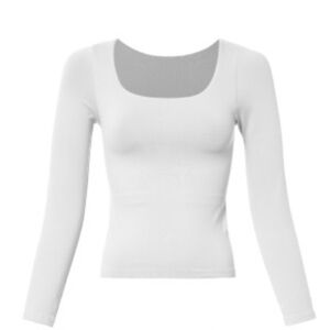 Dynamic White Long Sleeve Top Square Neck sz L NEW